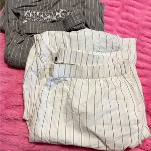 American Eagle Outfitters Gray and White Striped Kids Bottoms